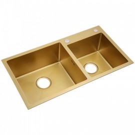 Gold 304 Stainless Steel Kitchen Sink With Drain Basket Soap Dispenser Drain