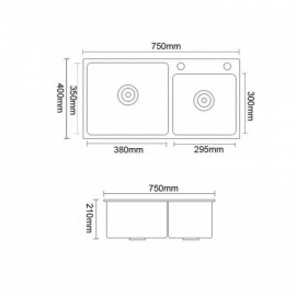 304 Stainless Steel Kitchen Sink Golden Faucet Optional