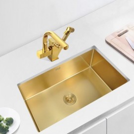 Gold Stainless Steel Single Sink With Drain Basket