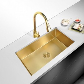 Gold 304 Stainless Steel Single Kitchen Sink With Drain Basket