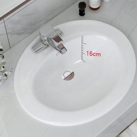 Single White Ceramic Countertop Sink For Bathroom