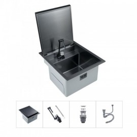 Black Nano Sink In 304 Stainless Steel With Drain Faucet For Kitchen