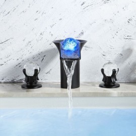 Black Copper Basin Mixer With Crystal Handle For Bathroom