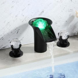 Black Copper Basin Mixer With Crystal Handle For Bathroom