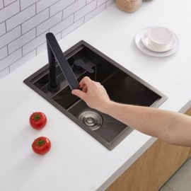 Black Stainless Steel Kitchen Sink Single Bowl With Faucet