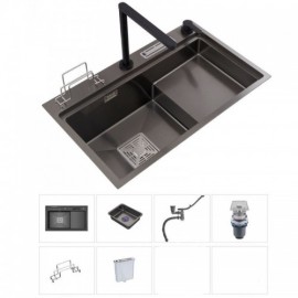 Black Stainless Steel Kitchen Sink With Knife Holder Cutting Board Holder