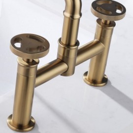 Copper Gold Pvd Bathroom Toilet Double Handle Basin Faucet