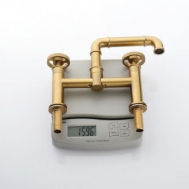 Copper Gold Pvd Bathroom Toilet Double Handle Basin Faucet