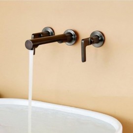 Wall-Mounted Basin Mixer In Brushed Gold/Gray Copper