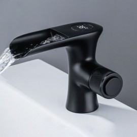 Copper Waterfall Basin Faucet With Constant Current Style Led Display