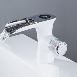 Copper Waterfall Basin Faucet With Constant Current Style Led Display