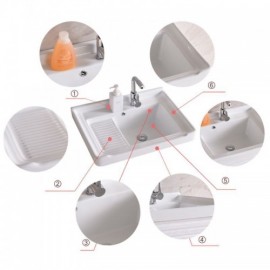 Single Ceramic Sink With Drainage Pipe For Bathroom Balcony