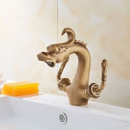 Retro Brushed Copper Double Handle Sink Faucet