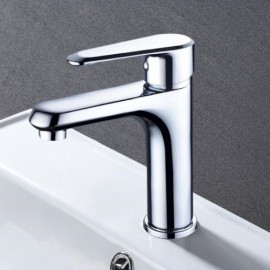 Shiny Chrome Copper Basin Mixer For Bathroom