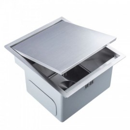 Brushed Silver Stainless Steel Single Sink With Lid And Faucet