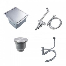 Brushed Silver 304 Stainless Steel Single Sink With Faucet Drainage