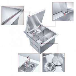 Brushed Silver Stainless Steel Single Sink For Kitchen With Faucet