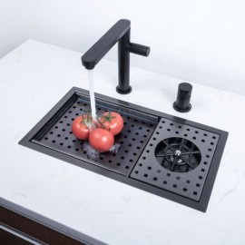 Black Stainless Steel Kitchen Single Sink Without/With Faucet