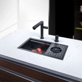 Black Stainless Steel Kitchen Single Sink Without/With Faucet