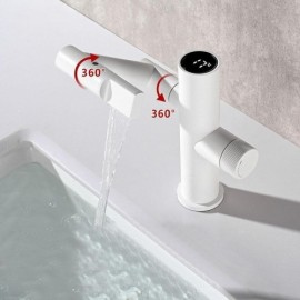 White/Black/Grey Copper Basin Faucet With Led Display