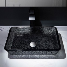 Black Glass Countertop Washbasin Without/With Faucet For Hotel Bathroom