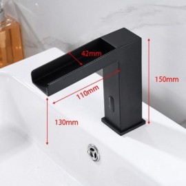 Single Cold Water Infrared Sensor Black Stainless Steel Basin Faucet