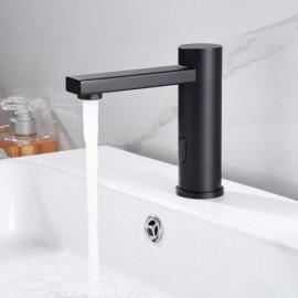 Cold Water Basin Faucet In Brushed Nickel/Black Stainless Steel With IR Sensor