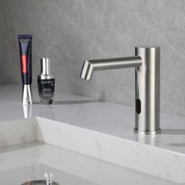 Cold Water Faucet With Infrared Sensor In Brushed Nickel/Black Stainless Steel