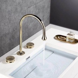 Copper Basin Faucet Double Handle Bathroom Faucet 3 Colors