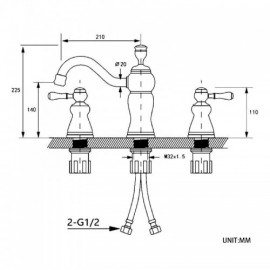 Copper Jade Basin Faucet Double Handle For Bathroom