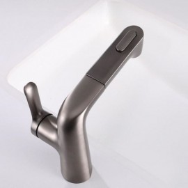 Pull-Out Basin Faucet In Gray Copper Single Handle