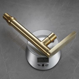 Brushed Gold Copper Basin Faucet Zinc Alloy Handle