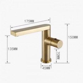 Brushed Gold Copper Basin Faucet Zinc Alloy Handle