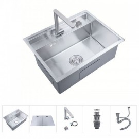 Hidden Single Sink With 304 Stainless Steel Drain Plate Cover For Kitchen