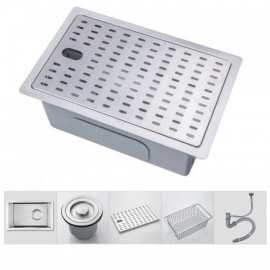 304 Stainless Steel Single Sink With Drain Plate Cover Drain Basket