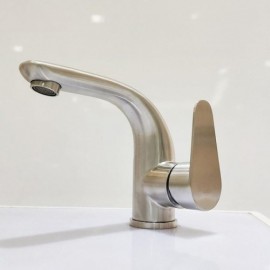 Brushed Stainless Steel Basin Faucet Single Handle For Bathroom