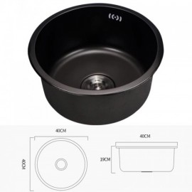 Round Sink In Brushed Black Stainless Steel Without/With Faucet