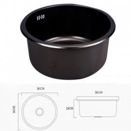 Round Sink In Brushed Black Stainless Steel Without/With Faucet