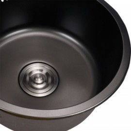 Round Sink In Brushed Black Stainless Steel Without/With Faucet