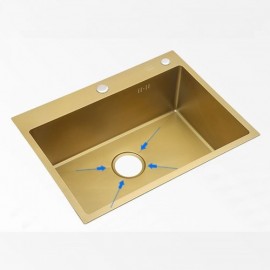 Gold Stainless Steel Sink With Steel Drain Soap Dispenser