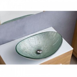 Tempered Glass Countertop Washbasin Without Faucet For Bathroom