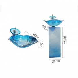 Blue Tempered Glass Sink Set For Bedroom Bathroom Balcony