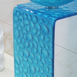 Blue Green Tempered Glass Sink Set For Bedroom Balcony Bathroom