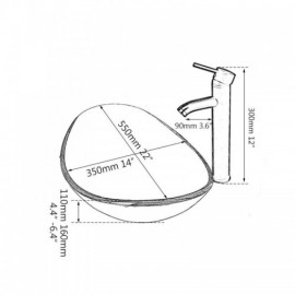 Tempered Glass Sink With Black Faucet For Bathroom