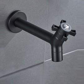 Black/Brushed Nickel Wall-Mounted Cold Water Faucet In Stainless Steel For Laundry L16Cm