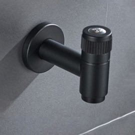 Black/Brushed Nickel Wall-Mounted Cold Water Faucet In Stainless Steel For Laundry