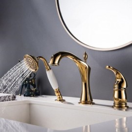 Copper Gold/Chrome Basin Faucet With 1 Handle 3 Hole Spray