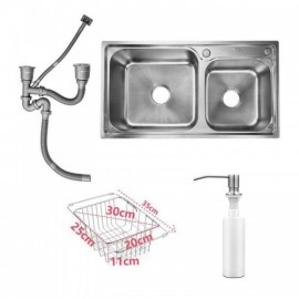 Outdoor Mobile Sink Double Bowl In 304 Stainless Steel For Garden Balcony