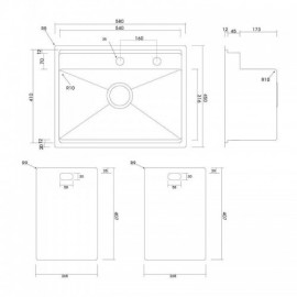 Black/Silver Undermount Kitchen Sink 304 Stainless Steel Single Bowl With Faucet