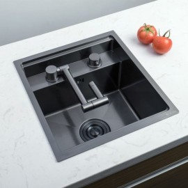 Black/Silver 304 Stainless Steel Undermount Sink With Drain Faucet For Kitchen